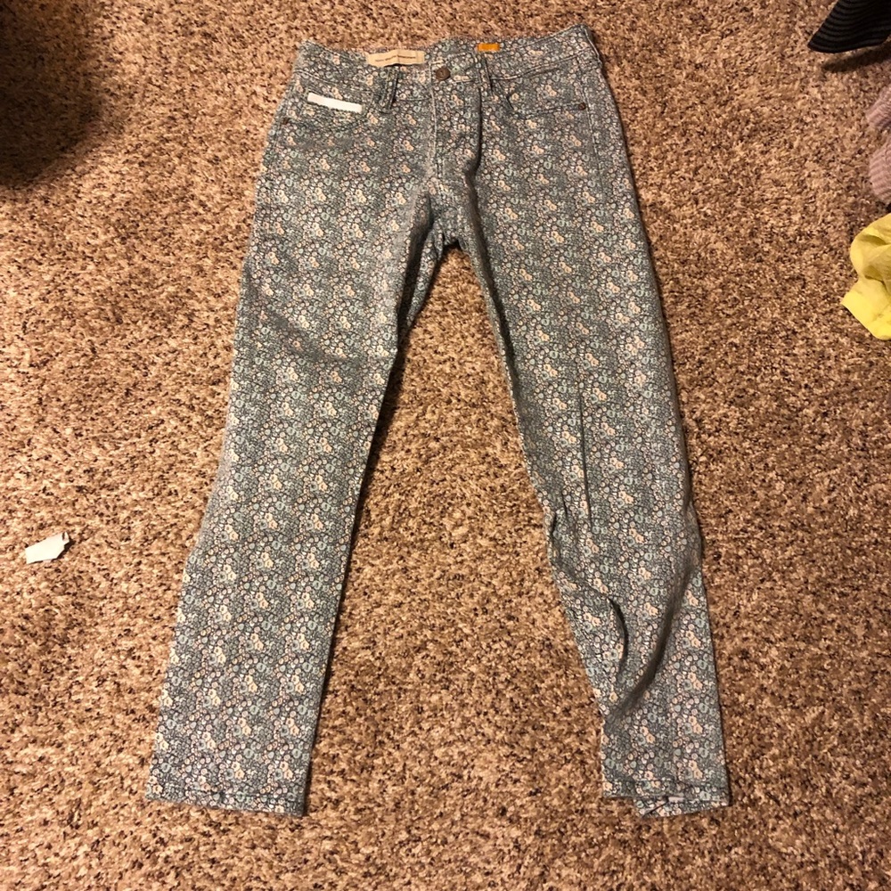 ❤️ Anthropologie Pilcro Floral print skinny straight leg jeans